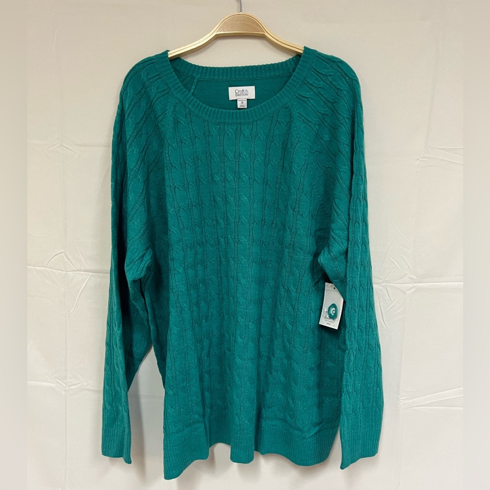 NEW Women's Croft & Barrow The Extra Soft Cabled Crew Neck Sweater Size: 2X